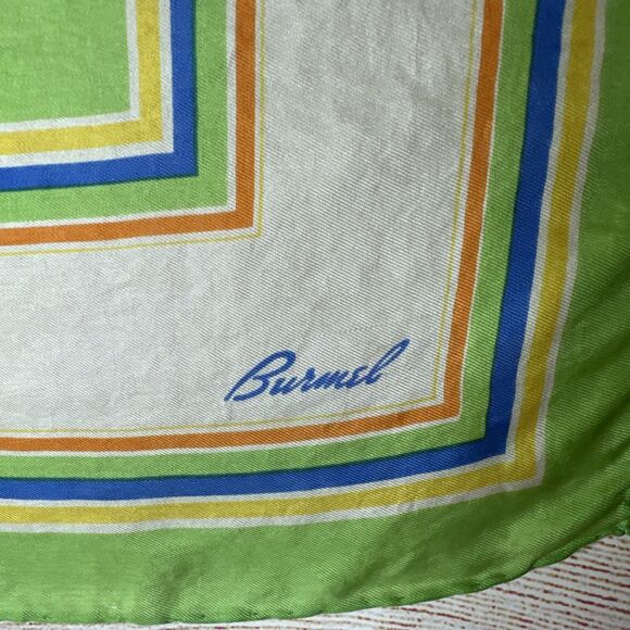Vintage Burmel Lime Green Silk Scarf Women's Hair Head Wrap Neck Mob Wife Pinup - Picture 2 of 16